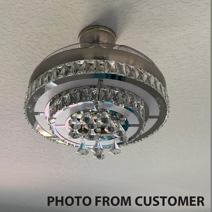 42 in. Crystal Ceiling Fan Chandelier with Light and Remote, Retractable Blade Ceiling Fan Light Fixture for Living Room Bedroom, Decorative Ceiling Fans-9-ErisView