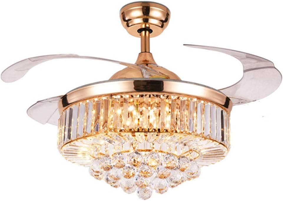 42 in. Crystal Ceiling Fan with LED Light and Remote Control, Retractable Fandelier for Bedrooms with Silent Motor, Luxury Ceiling Fans for Living Room-4-ErisView