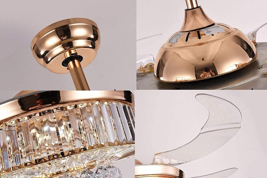 42 in. Crystal Ceiling Fan with LED Light and Remote Control, Retractable Fandelier for Bedrooms with Silent Motor, Luxury Ceiling Fans for Living Room-9-ErisView