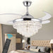 42 in. Crystal Ceiling Fan with Light, Indoor Dimmable Crystal Fandelier, Gold Retractable Ceiling Fan Chandelier Fan for Living Room Dining Room -16-ErisView