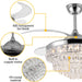 42 in. Crystal Ceiling Fan with Light, Indoor Dimmable Crystal Fandelier, Gold Retractable Ceiling Fan Chandelier Fan for Living Room Dining Room -28-ErisView