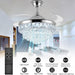 42 in. Crystal Ceiling Fan with Light, Indoor Dimmable Crystal Fandelier, Gold Retractable Ceiling Fan Chandelier Fan for Living Room Dining Room -30-ErisView