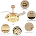 42 in. Crystal Ceiling Fan with Light and Remote, Modern Reversible Retractable 3 Blade Ceiling Fan Chandelier for Living Room Bedroom Dining Room-14-ErisView