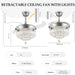 42 in. Crystal Ceiling Fan with Light and Remote, Modern Reversible Retractable 3 Blade Ceiling Fan Chandelier for Living Room Bedroom Dining Room-22-ErisView