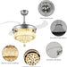 42 in. Crystal Ceiling Fan with Light and Remote, Modern Reversible Retractable 3 Blade Ceiling Fan Chandelier for Living Room Bedroom Dining Room-23-ErisView