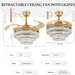 42 in. Crystal Ceiling Fan with Light and Remote, Modern Reversible Retractable 3 Blade Ceiling Fan Chandelier for Living Room Bedroom Dining Room-31-ErisView