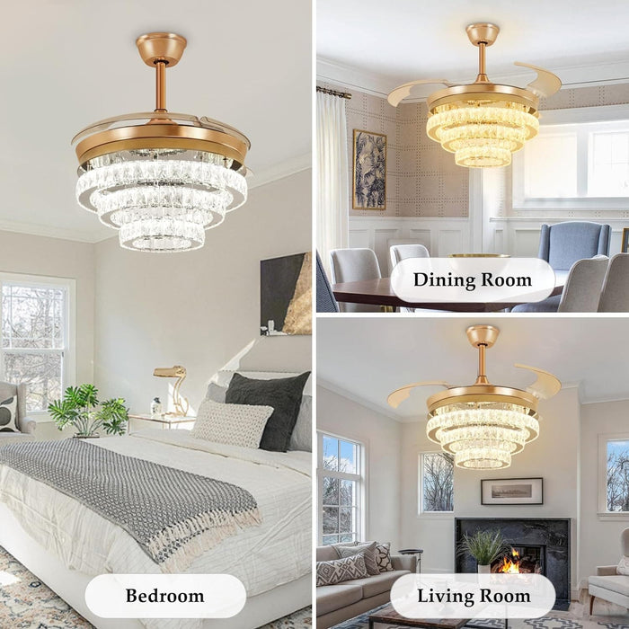 42 in. Crystal Ceiling Fan with Light and Remote, Modern Reversible Retractable 3 Blade Ceiling Fan Chandelier for Living Room Bedroom Dining Room-34-ErisView