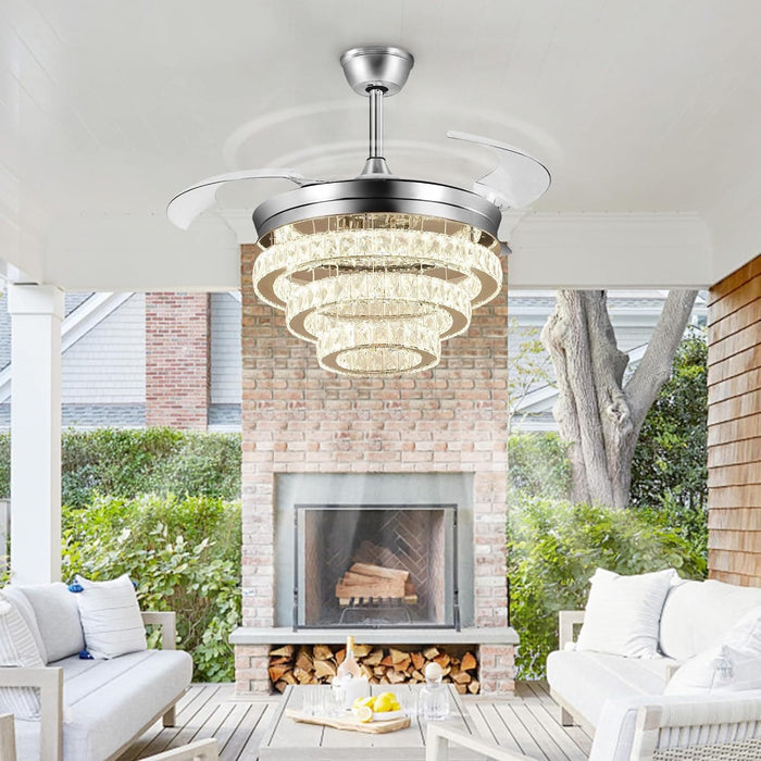 42 in. Crystal Ceiling Fan with Light and Remote, Modern Reversible Retractable 3 Blade Ceiling Fan Chandelier for Living Room Bedroom Dining Room-44-ErisView