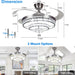 42 in. Crystal Ceiling Fan with Light and Remote, Modern Reversible Retractable 3 Blade Ceiling Fan Chandelier for Living Room Bedroom Dining Room-6-ErisView