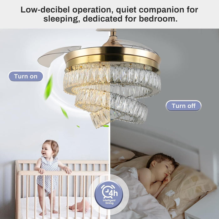 42 in. Dimmable Crystal Ceiling Fan Chandeliers with Lights with APP and Remote Control, Gold Fandelier Ceiling Fan-4-ErisView