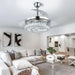 42 in. Dimmable Crystal Chandelier Fandelier Ceiling Fan with Lights and Remote, Moon Shape Retractable Ceiling Fan for Bedroom Living Room Dining Room-2-ErisView