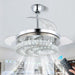 42 in. Dimmable Crystal Chandelier Fandelier Ceiling Fan with Lights and Remote, Moon Shape Retractable Ceiling Fan for Bedroom Living Room Dining Room-1-ErisView