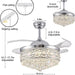 42 in. Dimmable Crystal Fandelier with Lights and Remote, Invisible Retractable Chandelier Ceiling Fan for Bedroom Living Room Dining Room-11-ErisView
