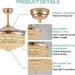 42 in. Dimmable Crystal Fandelier with Lights and Remote, Invisible Retractable Chandelier Ceiling Fan for Bedroom Living Room Dining Room-4-ErisView
