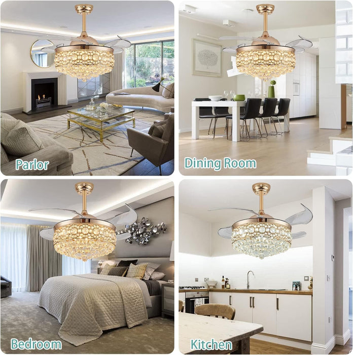 42 in. Dimmable Crystal Fandelier with Lights and Remote, Invisible Retractable Chandelier Ceiling Fan for Bedroom Living Room Dining Room-6-ErisView