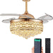 42 in. Dimmable Crystal Fandelier with Lights and Remote, Invisible Retractable Chandelier Ceiling Fan for Bedroom Living Room Dining Room-1-ErisView