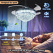 42 in. Dimmable Fandelier for Bedroom, Crystal Chandelier Ceiling Fan, Retractable Blade Ceiling Fan with Light and Remote-2-ErisView