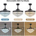 42 in. Dimmable Fandelier for Bedroom, Crystal Chandelier Ceiling Fan, Retractable Blade Ceiling Fan with Light and Remote-8-ErisView