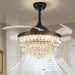 42 in. Dimmable Fandelier for Bedroom, Crystal Chandelier Ceiling Fan, Retractable Blade Ceiling Fan with Light and Remote-1-ErisView