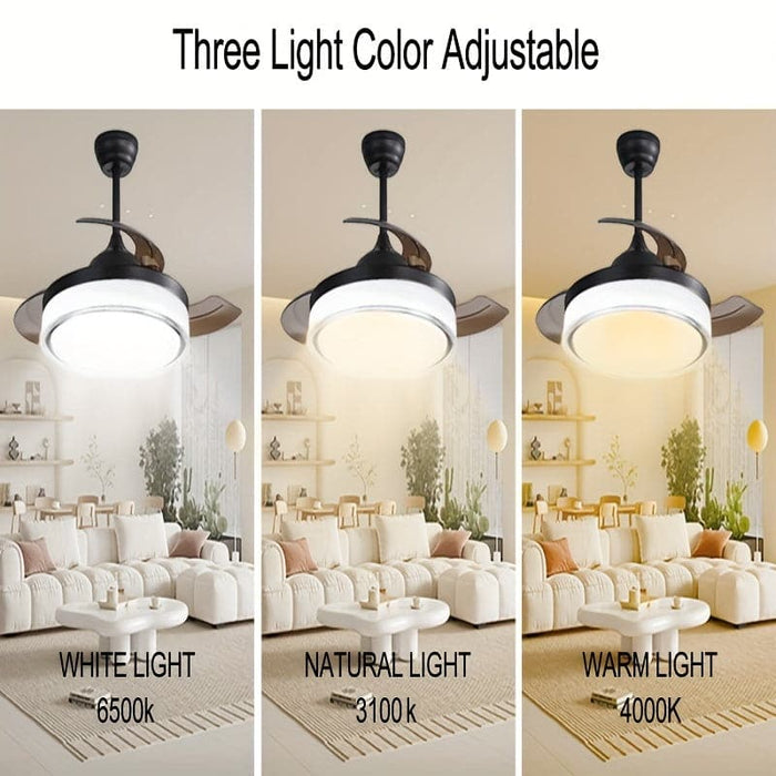 42 in. Dimming LED Ceiling Fan with Light Remote Control, Modern Silent Semi-Flush Mount Ceiling Fan for Living Room Bedroom-ErisView