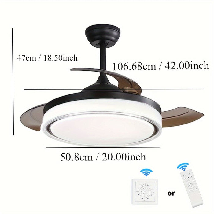 42 in. Dimming LED Ceiling Fan with Light Remote Control, Modern Silent Semi-Flush Mount Ceiling Fan for Living Room Bedroom-ErisView