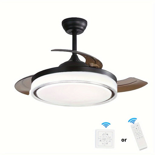 42 in. Dimming LED Ceiling Fan with Light Remote Control, Modern Silent Semi-Flush Mount Ceiling Fan for Living Room Bedroom-ErisView