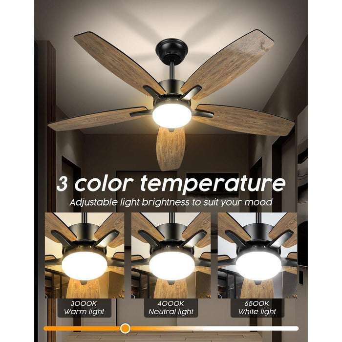 42 in. Farmhouse Ceiling Fan with Light, Small Modern Black Ceiling Fan with Light and Remote for Bedroom Living Room-4-ErisView