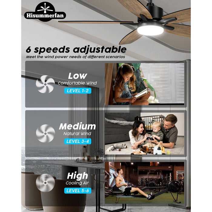 42 in. Farmhouse Ceiling Fan with Light, Small Modern Black Ceiling Fan with Light and Remote for Bedroom Living Room-5-ErisView