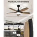 42 in. Farmhouse Ceiling Fan with Light, Small Modern Black Ceiling Fan with Light and Remote for Bedroom Living Room-6-ErisView