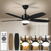 42 in. Farmhouse Ceiling Fan with Light, Small Modern Black Ceiling Fan with Light and Remote for Bedroom Living Room-1-ErisView