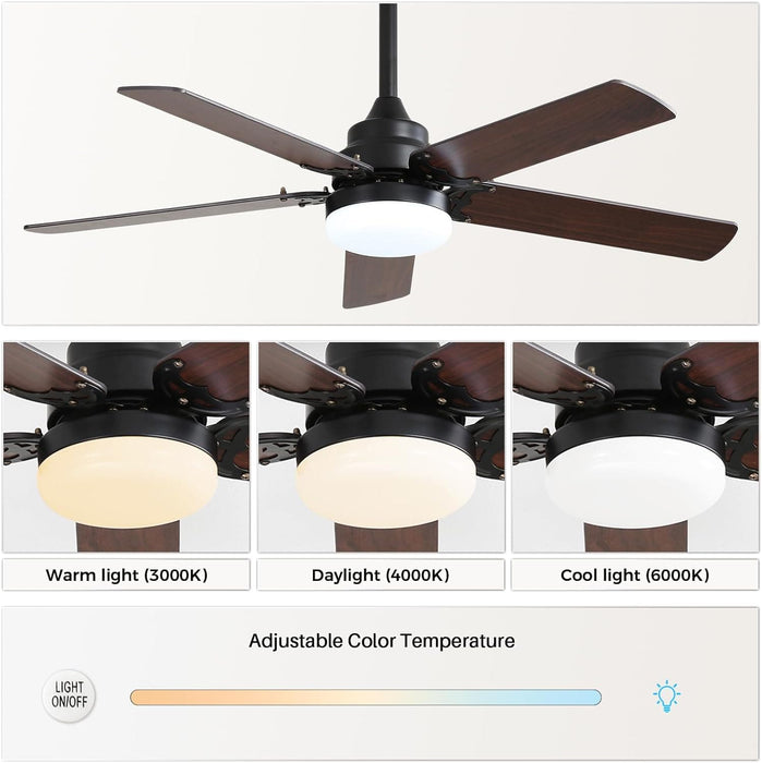 42 in. Farmhouse Ceiling Fan with Light and Remote, High End Ceiling Fans for Bedroom Living Room Study Patio-3-ErisView