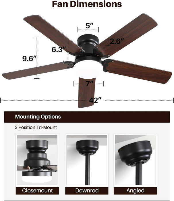 42 in. Farmhouse Ceiling Fan with Light and Remote, High End Ceiling Fans for Bedroom Living Room Study Patio-6-ErisView