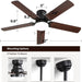 42 in. Farmhouse Ceiling Fan with Light and Remote, High End Ceiling Fans for Bedroom Living Room Study Patio-6-ErisView