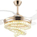 42 in. Gold Crystal Ceiling Fan with Lights, Modern Rings Crystal Chandeliers Ceiling Fan with Remote, Dimmable Invisible Fandelier Ceiling Fan-10-ErisView