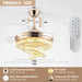 42 in. Gold Crystal Ceiling Fan with Lights, Modern Rings Crystal Chandeliers Ceiling Fan with Remote, Dimmable Invisible Fandelier Ceiling Fan-11-ErisView