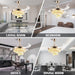 42 in. Gold Crystal Ceiling Fan with Lights, Modern Rings Crystal Chandeliers Ceiling Fan with Remote, Dimmable Invisible Fandelier Ceiling Fan-15-ErisView