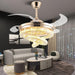 42 in. Gold Crystal Ceiling Fan with Lights, Modern Rings Crystal Chandeliers Ceiling Fan with Remote, Dimmable Invisible Fandelier Ceiling Fan-16-ErisView