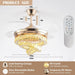 42 in. Gold Crystal Ceiling Fan with Lights, Modern Rings Crystal Chandeliers Ceiling Fan with Remote, Dimmable Invisible Fandelier Ceiling Fan-3-ErisView