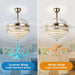 42 in. Gold Dimmable LED Invisible Fandelier with Light, Modern LED Crystal Ceiling Fan-2-ErisView