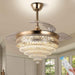 42 in. Gold Dimmable LED Invisible Fandelier with Light, Modern LED Crystal Ceiling Fan-1-ErisView