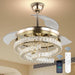 42 in. Gold Dimmable Remote Ceiling Fan with Light, Crystal Modern Chandelier Fan, Silent Retractable Fandelier with Timer Function-1-ErisView