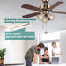 42 in. Indoor Ceiling Fan with Light Pull Chain, Traditional Antique Ceiling Fan, Ceiling Fan for Sloped Ceiling-3-ErisView