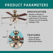 42 in. Indoor Ceiling Fan with Light Pull Chain, Traditional Antique Ceiling Fan, Ceiling Fan for Sloped Ceiling-6-ErisView