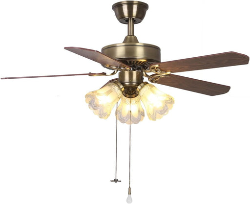 42 in. Indoor Ceiling Fan with Light Pull Chain, Traditional Antique Ceiling Fan, Ceiling Fan for Sloped Ceiling-1-ErisView