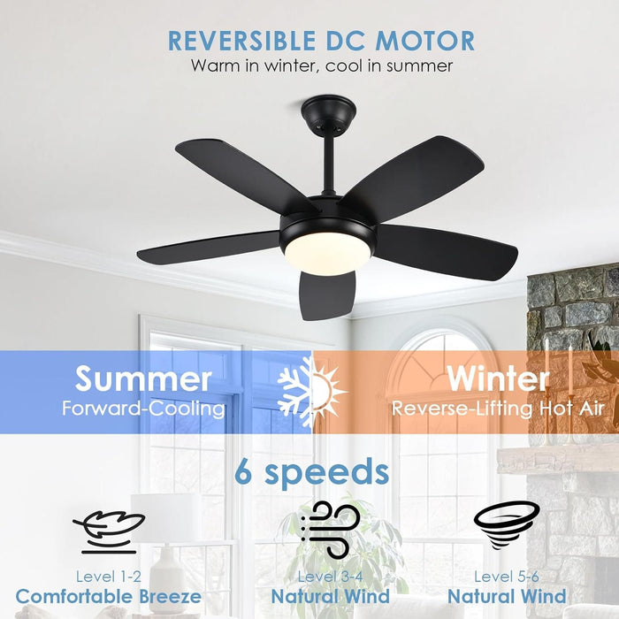 42 in. Indoor Outdoor Black Ceiling Fan, Outdoor Ceiling Fan with Light and Remote, Dimmable Ceiling Fan and Light, Noiseless Bedroom Ceiling Fans-2-ErisView