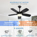 42 in. Indoor Outdoor Black Ceiling Fan, Outdoor Ceiling Fan with Light and Remote, Dimmable Ceiling Fan and Light, Noiseless Bedroom Ceiling Fans-2-ErisView