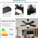 42 in. Indoor Outdoor Black Ceiling Fan, Outdoor Ceiling Fan with Light and Remote, Dimmable Ceiling Fan and Light, Noiseless Bedroom Ceiling Fans-5-ErisView