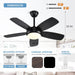 42 in. Indoor Outdoor Black Ceiling Fan, Outdoor Ceiling Fan with Light and Remote, Dimmable Ceiling Fan and Light, Noiseless Bedroom Ceiling Fans-6-ErisView