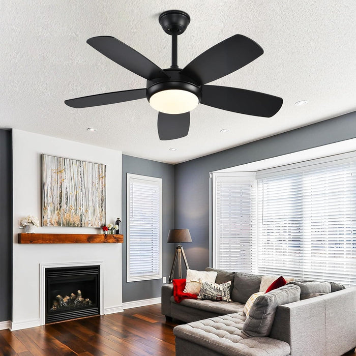 42 in. Indoor Outdoor Black Ceiling Fan, Outdoor Ceiling Fan with Light and Remote, Dimmable Ceiling Fan and Light, Noiseless Bedroom Ceiling Fans-7-ErisView