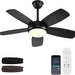 42 in. Indoor Outdoor Black Ceiling Fan, Outdoor Ceiling Fan with Light and Remote, Dimmable Ceiling Fan and Light, Noiseless Bedroom Ceiling Fans-1-ErisView